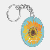 Personalisierter Sonnenblume-Schlüsselanhänger Schlüsselanhänger (Vorderseite links)