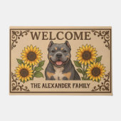 Personalisierter Sonnenblumen American Bully Hund Fußmatte (Vorderseite)