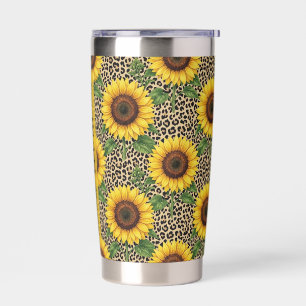 Personalisierter Sonnenblumen-Leopard 0,6l Thermob Thermobecher