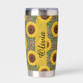 Personalisierter Sonnenblumen-Leopard 0,6l Thermob Thermobecher (Vorderseite)