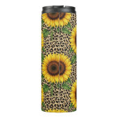 Personalisierter Sonnenblumen-Leoparden-Thermobech Thermosbecher (Rückseite)