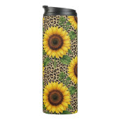 Personalisierter Sonnenblumen-Leoparden-Thermobech Thermosbecher (Nach rechts gedreht)