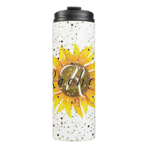 Personalisierter Sonnenblumen-Wärmebecher Thermosbecher