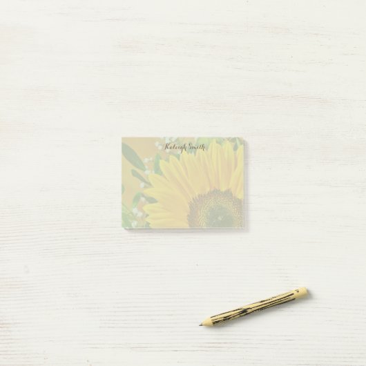 Personalisierter Sonnenblumennachweis Post-it Klebezettel (Auf Schreibtisch)