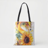 Personalisierter Sonnenblumenwasser-Farbbrief S Tasche (Vorderseite)