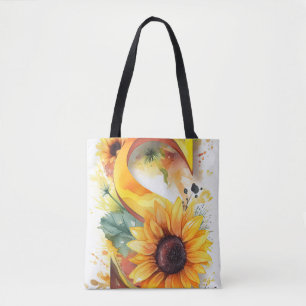 Personalisierter Sonnenblumenwasser-Farbbrief S Tasche