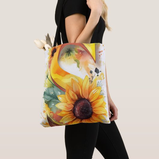 Personalisierter Sonnenblumenwasser-Farbbrief S Tasche (Von Nahem)