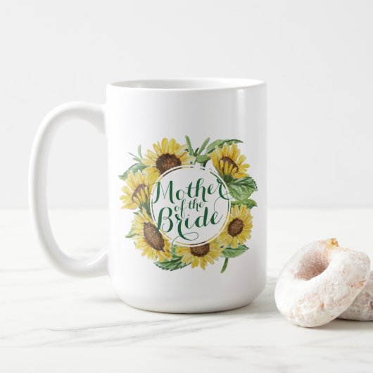 Personalisierter SonnenblumeWreath, der klassische Kaffeetasse (Mit Donut)