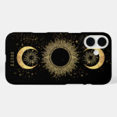 Personalisierter Sonnenmond Stars Black Gold Case-Mate iPhone Hülle (Rückseite (Horizontal))