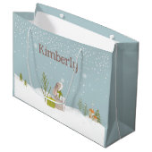 Personalisierter Sonnenschein im Schnee Große Geschenktüte (Vorderseite Schrägansicht)