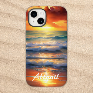Personalisierter Sonnenuntergang am Strand Case-Mate iPhone 14 Hülle