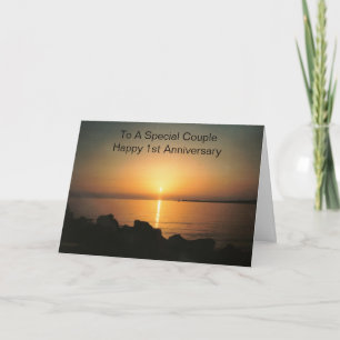 Personalisierter Sonnenuntergang zum 1. Hochzeitst Karte