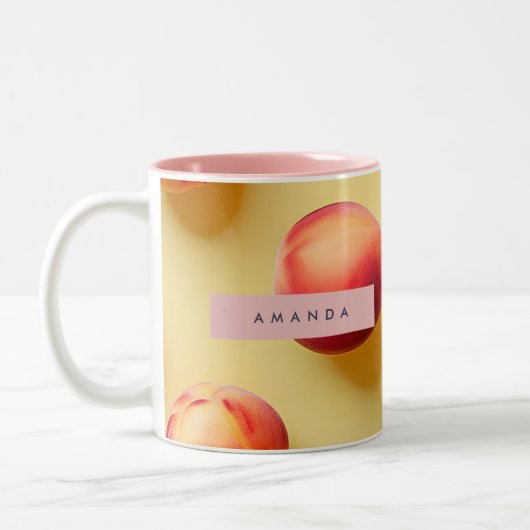 Personalisierter Sonniger Pfirsich-Glückseligkeit Zweifarbige Tasse (Links)