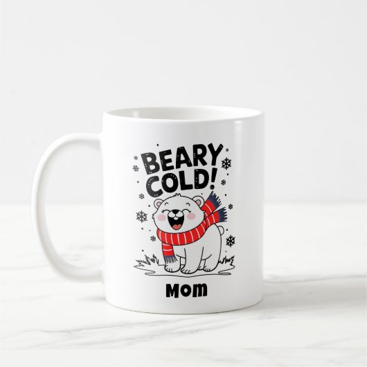 Personalisierter, sonniger Polar Bary Cold Weihnac Kaffeetasse (Links)