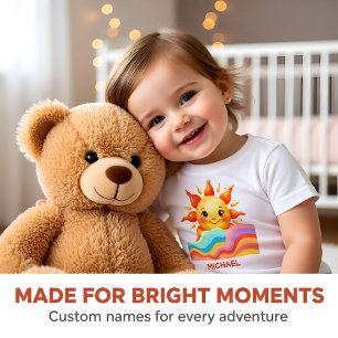 Personalisierter Sonniger Regenbogen-Baby Baby T-shirt
