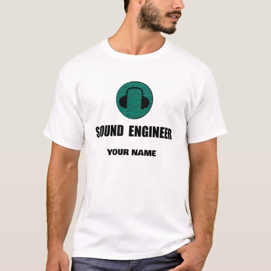 Personalisierter Sound Engineer Tontechnik T-Shirt (Vorderseite)