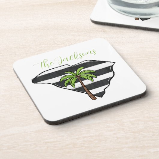 Personalisierter South Carolina Staat Palm Tree St Getränkeuntersetzer (Linke Seite)