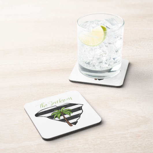 Personalisierter South Carolina Staat Palm Tree St Getränkeuntersetzer (Rechte Seite)