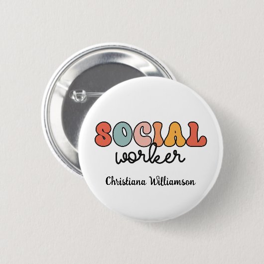 Personalisierter Sozialarbeiter Button (Vorne & Hinten)