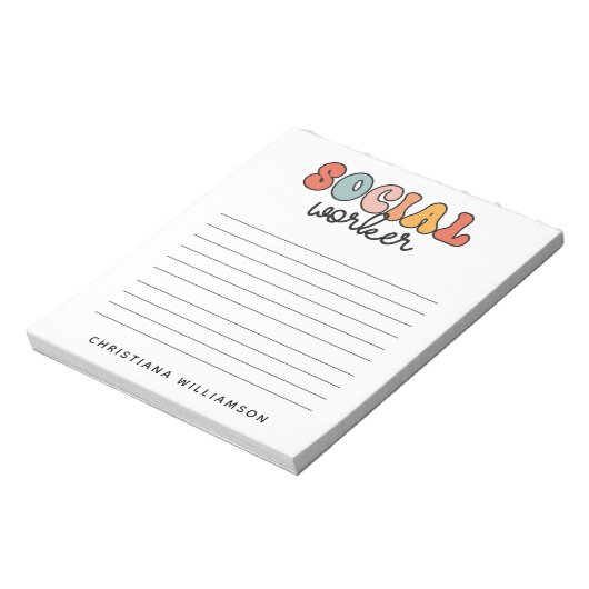 Personalisierter Sozialarbeiter Notizblock (Rotiert)