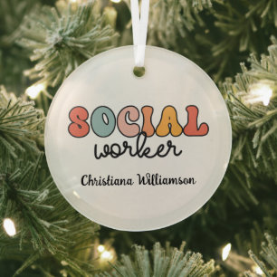 Personalisierter Sozialarbeiter Ornament Aus Glas