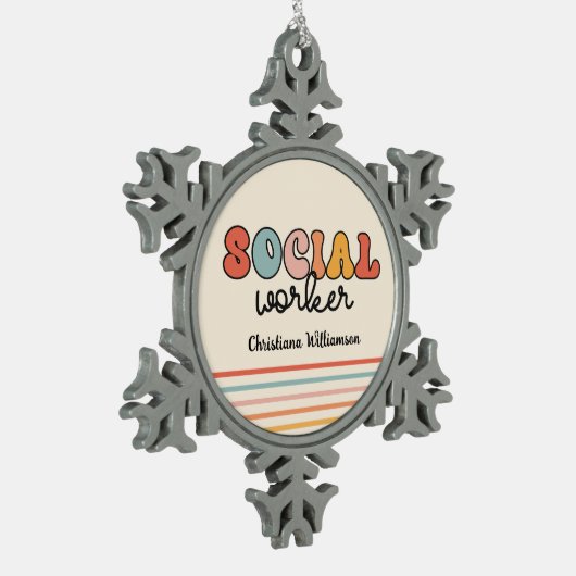 Personalisierter Sozialarbeiter Schneeflocken Zinn-Ornament (Links)