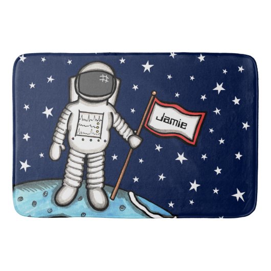 Personalisierter Spaceman Astronaut Kosmonaut-Bade Badematte (Vorderseite)