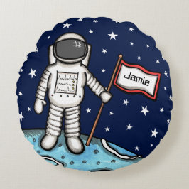 Personalisierter Spacemeer Astronaut Kosmonaut Run Rundes Kissen