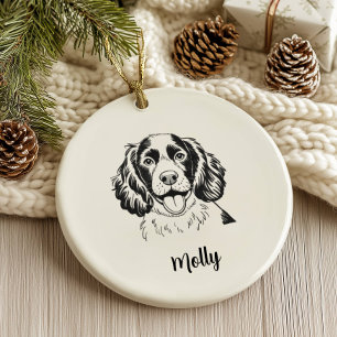 Personalisierter Spaniel-Hund Weihnachten Keramik Ornament