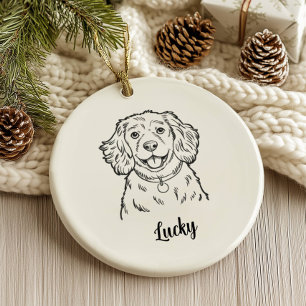 Personalisierter Spaniel-Hund Weihnachten Keramik Ornament
