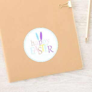Personalisierter Spaß Bunny Ears Frohe Ostern Aufkleber