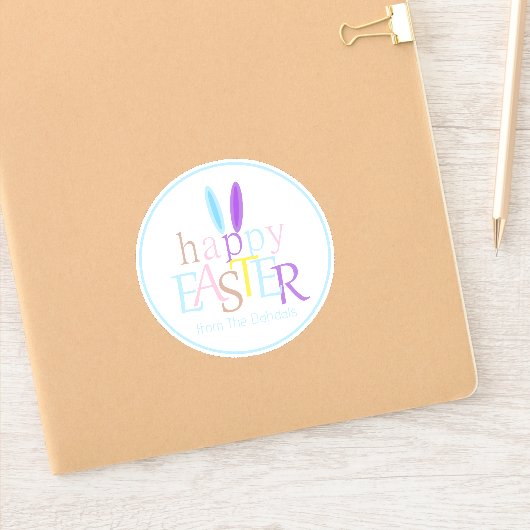 Personalisierter Spaß Bunny Ears Frohe Ostern Aufkleber (Notizbuch)