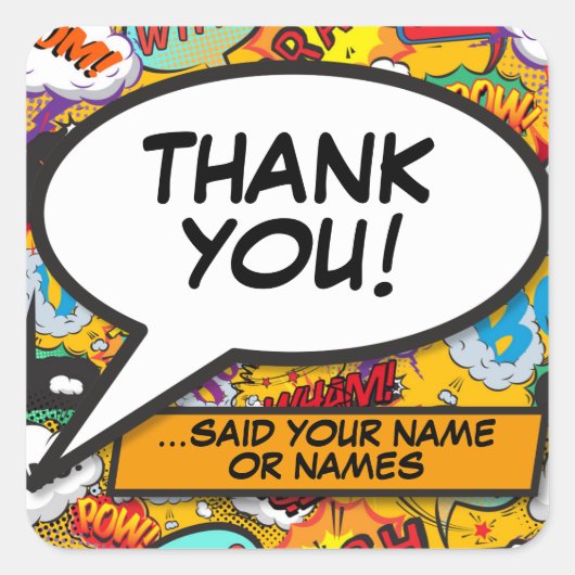 Personalisierter Spaß farbenfroh Danke, dass Sie R Quadratischer Aufkleber (Vorderseite)