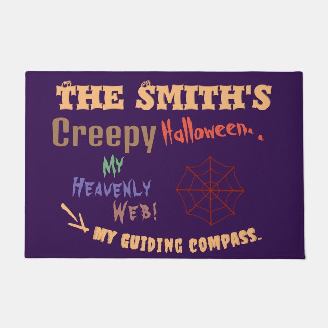 Personalisierter Spaß Lila Halloween Spider Web Fußmatte (Vorderseite)