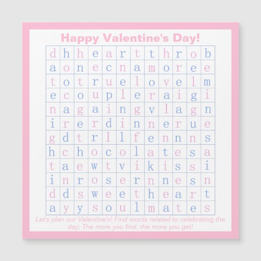 Personalisierter Spaß, Pink Valentine's Day Word P Magnetkarte (Vorderseite)