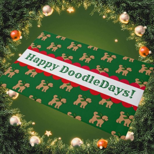 Personalisierter Spaß Tan Doodle Dog Red Fußmatte