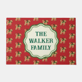 Personalisierter Spaß Tan Doodle Dog Red Fußmatte (Vorderseite)