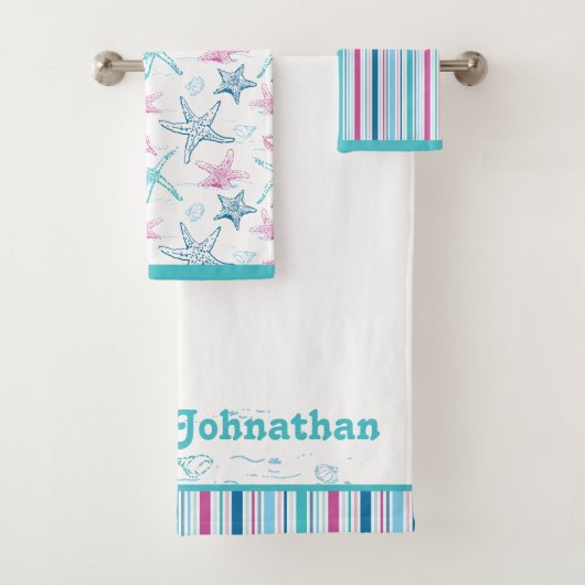 Personalisierter Spaß und Schätze am Meer Badhandtuch Set (Insitu)
