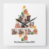 Personalisierter Spaß Weihnachten 11. FotoCollage Quadratische Wanduhr (Vorderseite)