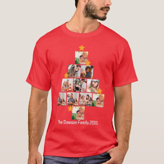 Personalisierter Spaß Weihnachten 11. FotoCollage T-Shirt (Vorderseite)