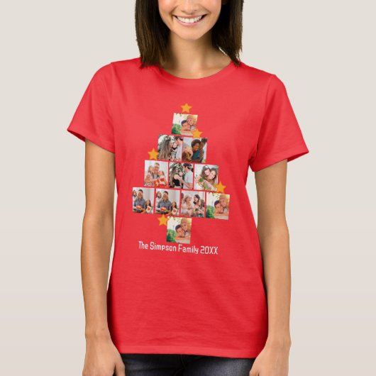Personalisierter Spaß Weihnachten 11. FotoCollage T-Shirt (Vorderseite)