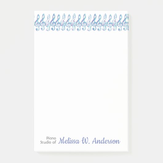 Personalisierter Spaß, zittrige Rainbow Treble Cle Post-it Klebezettel (Vorderseite)