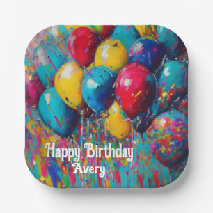 Personalisierter Spaß zum Geburtstag Balloons Cake Pappteller