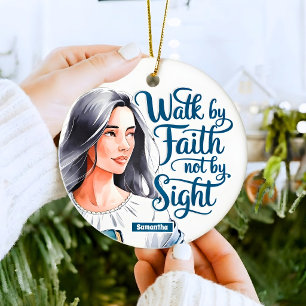 Personalisierter Spaziergang durch den Glauben Chr Keramik Ornament