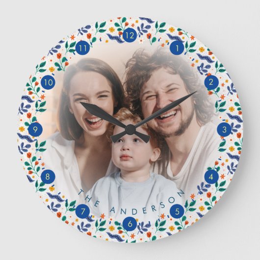 Personalisierter Speicherspeicher für große Fotos Große Wanduhr (Vorderseite)