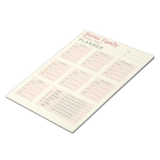 Personalisierter Speiseplan Notizblock (angewinkelt)