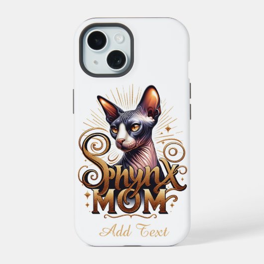 Personalisierter Sphynx Cat Mama Muttertag iPhone 15 Hülle (Rückseite)