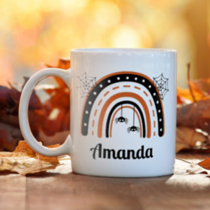 Personalisierter Spider Regenbogen Halloween Kaffeetasse