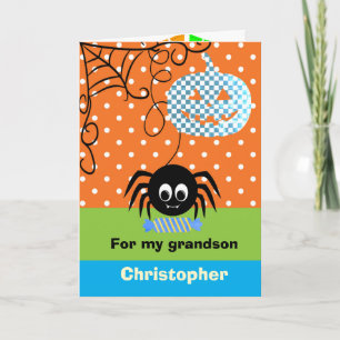 Personalisierter Spinnen-Kürbis-Halloween für Enke Karte