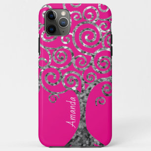 Personalisierter Spiralbaum aus heißrosa Glitzer  Case-Mate iPhone Hülle